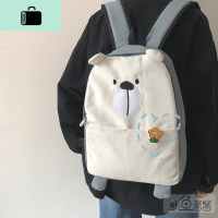 韩版ins日系卡通小熊造型可爱少女小学生背包森系帆布双肩书包女NEW LAKE女士双肩包