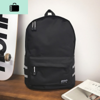 韩版帆布背包初中高中大学生书包男时尚潮流青少年双肩旅行电脑包NEW LAKE 侧面反光条