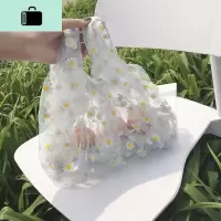 春夏仙女蕾丝透明小红书水桶手提雏菊小花女包包单肩小清新购物袋NEW LAKE女士单肩包