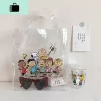 韩风ins可爱查理包夏日pvc透明果冻包网红沙滩包学生卡通手提袋女NEW LAKE 18透明包女手包