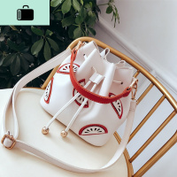 夏季小清新水桶包包女包2020新款潮时尚斜挎小包百搭手提单肩包女NEW LAKE 白色女士单肩包