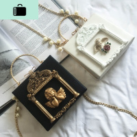 新款巴洛克风格复古天使浮手提包盒子包女珍珠链条箱子包单肩包NEW LAKE女士单肩包