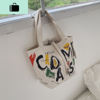 网红涂鸦小包包女2020新款潮韩版百搭高级感洋气包时尚手提水桶包NEW LAKE 白色女手包