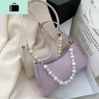 上新法式小众流行珍珠手提法棍包包女2020新款韩版潮流简约单肩包NEW LAKE女士单肩包
