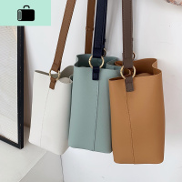 韩国东大新款时尚极简撞色单肩水桶包OL通勤女包休闲斜跨手提包NEW LAKE