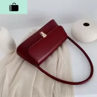 红色包包女2019新款韩版复古法棍包单肩腋下包秋冬百搭法式手提包NEW LAKE