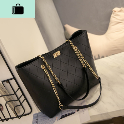 春季女包包2020新款潮大容量单肩手提包韩版高级感大气百搭托特包NEW LAKE 黑色