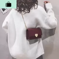 韩版小包包女包新款2020纯色心形斜挎包女百搭ins链条单肩小方包NEW LAKE女士单肩包