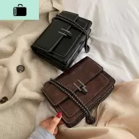 ins超火包包女2020新款潮韩版百搭单肩斜挎包港风复古链条小方包NEW LAKE女士单肩包