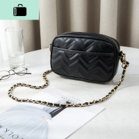 ins超火包包女2020新款潮时尚chic韩版百搭斜挎小包菱格链条单肩NEW LAKE 黑色女士单肩包