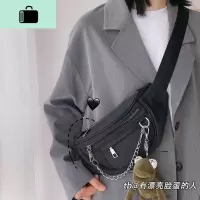 INS街拍酷女斜挎包女蹦迪包百搭港风胸包复古链条原宿风学生小包NEW LAKE男士腰包