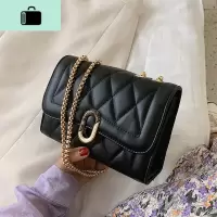 简约小包包洋气女包2020新款潮时尚百搭菱格链条斜挎包网红小方包NEW LAKE女斜挎包