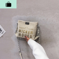 夏天洋气小包包女包2019新款韩版时尚字母单肩包斜挎链条水桶包NEW LAKE女士单肩包