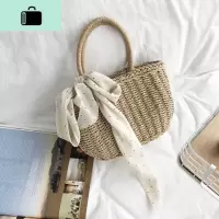 luomi 18夏森系手工编包编织包手提包旅游度假沙滩丝巾女包小包NEW LAKE