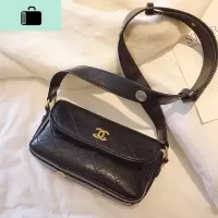 网红小黑包包女2020新款韩版简约小方包宽肩带菱格链条单肩斜挎包NEW LAKE女士单肩包