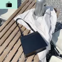 2019新款纯色大容量复古金属扣腋下包单肩手提黑色小方包女NEW LAKE 典雅黑[运费险]女士单肩包