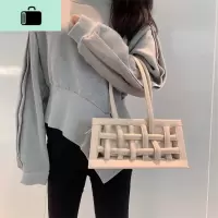 20新款洋气法棍包小众设计师款时尚白色腋下包编织镂空单肩手提包NEW LAKE 白色女士单肩包