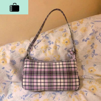 brandy紫色格子法棍包复古腋下包单肩斜跨小红书同款百搭女包2020NEW LAKE女士单肩包