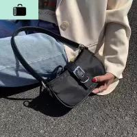 上新小包包女包2020夏天新款韩版百搭休闲洋气单肩包网红腋下包潮NEW LAKE 黑色女士单肩包
