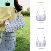 夏天法式腋下包格子包包女2020新款潮白色夏季小众百搭斜挎法棍包NEW LAKE女士单肩包