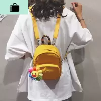 帆布双肩包包女包新款2020纯色简约小书包可爱卡通少女学生小背包NEW LAKE女士单肩包