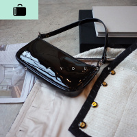 想不吸睛都难闪亮亮漆皮包奶奶包法棍包腋肩包女NEW LAKE 黑色送亚古链条女士单肩包