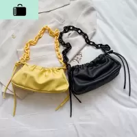 腋下包女2020流行新款潮夏季时尚网红褶皱链条斜挎仙女云朵单肩色NEW LAKE女士单肩包