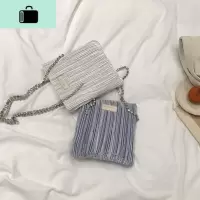 高级感小众设计绸缎褶皱包包女2020新款网红单肩腋下包手提链条包NEW LAKE女士单肩包