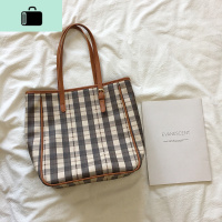 程牙伢 2020韩版春夏新款简约托特大包 休闲百搭单肩手提格子包女NEW LAKE 图片色&middot;女士单肩包