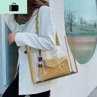 网红大容量包包女2020新款韩版百搭单肩果冻透明包ins时尚托特包NEW LAKE女士单肩包