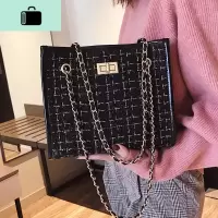 单肩大包包女2020新款春夏款百搭斜挎包链条呢子大容量时尚托特包NEW LAKE女士单肩包