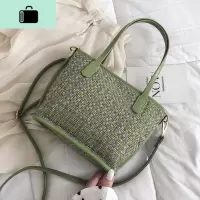 网供ins休闲大包包个性编织托特包新款2020大容量女包手提单肩包NEW LAKE女士单肩包