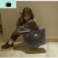 大学生上课单肩包包2020新款潮软皮手提包女韩版学生大容量托特包NEW LAKE 黑色原版女士单肩包