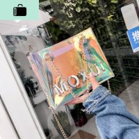 上新镭射透明包包女2020新款果冻手提单肩包韩版链条斜挎托特包夏NEW LAKE 透明色女士单肩包