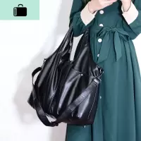 2020新款托特包大容量单肩包女大包简约软皮女包通勤公文手提包女NEW LAKE 黑色前50名送太阳伞女士单肩包