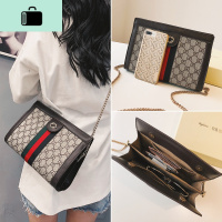 欧美时尚复古印花女士手拿包撞色条纹链条小方包斜挎包ins单肩包NEW LAKE女士单肩包