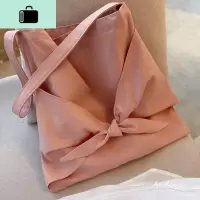 chic韩系少女心蝴蝶结设计ins纯色百搭单肩帆布包布袋女学生书包NEW LAKE女士单肩包