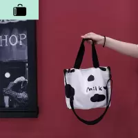 Dt原创ins学生日系迷你包袋ulzzang少女心软妹帆布单肩斜挎包小包NEW LAKE 可爱奶牛女士单肩包