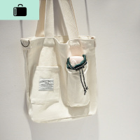 原创ins新款日系文艺多口袋大帆布包女单肩手提斜挎包布包NEW LAKE女士单肩包