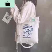 日韩帆布单肩包女白色ins风大学生上课斜挎包森系简约百搭手提袋NEW LAKE女士单肩包