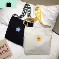 夏季简约帆布托特包女 花朵可爱少女NEW LAKE女士单肩包