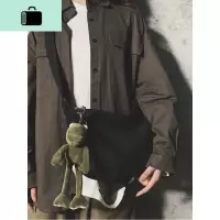 酷女孩斜挎包简约帆布中性嘻哈简约百搭ins日系暗黑街拍饺子包潮NEW LAKE女斜挎包