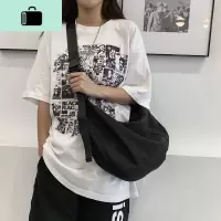 黑色饺子包女斜挎包简约百搭新款休闲大容量ins尼龙韩版单肩女包NEW LAKE