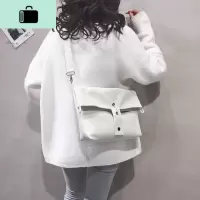 休闲大包包女包新款2020纯色大容量学生上课包pu百搭单肩斜挎包潮NEW LAKE女斜挎包