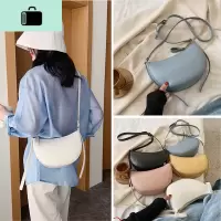 韩国超火ins斜挎包女2020新款潮单肩网红月牙包宽肩带半圆马鞍包NEW LAKE女斜挎包
