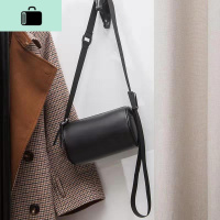 圆筒包包女2020新款休闲软皮水桶包男女街头单肩包ins嘻哈斜挎包NEW LAKE 黑色秒发女斜挎包