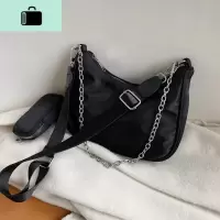 春夏洋气包包女2020流行新款潮韩版百搭斜挎包休闲简约时尚单肩包NEW LAKE 黑色女斜挎包