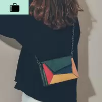 迷你包包女2020新款潮韩版撞色百搭拼块小方包简约时尚复古斜挎包NEW LAKE女斜挎包