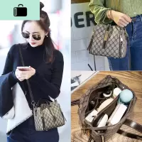 上新小包包2020新款潮印花女包韩版百搭单肩斜挎包ins超火水桶包NEW LAKE 灰色女斜挎包