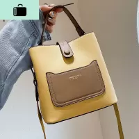 夏天小包包女2020新款潮韩版时尚百搭宽肩带撞色大容量水桶斜挎包NEW LAKE女斜挎包